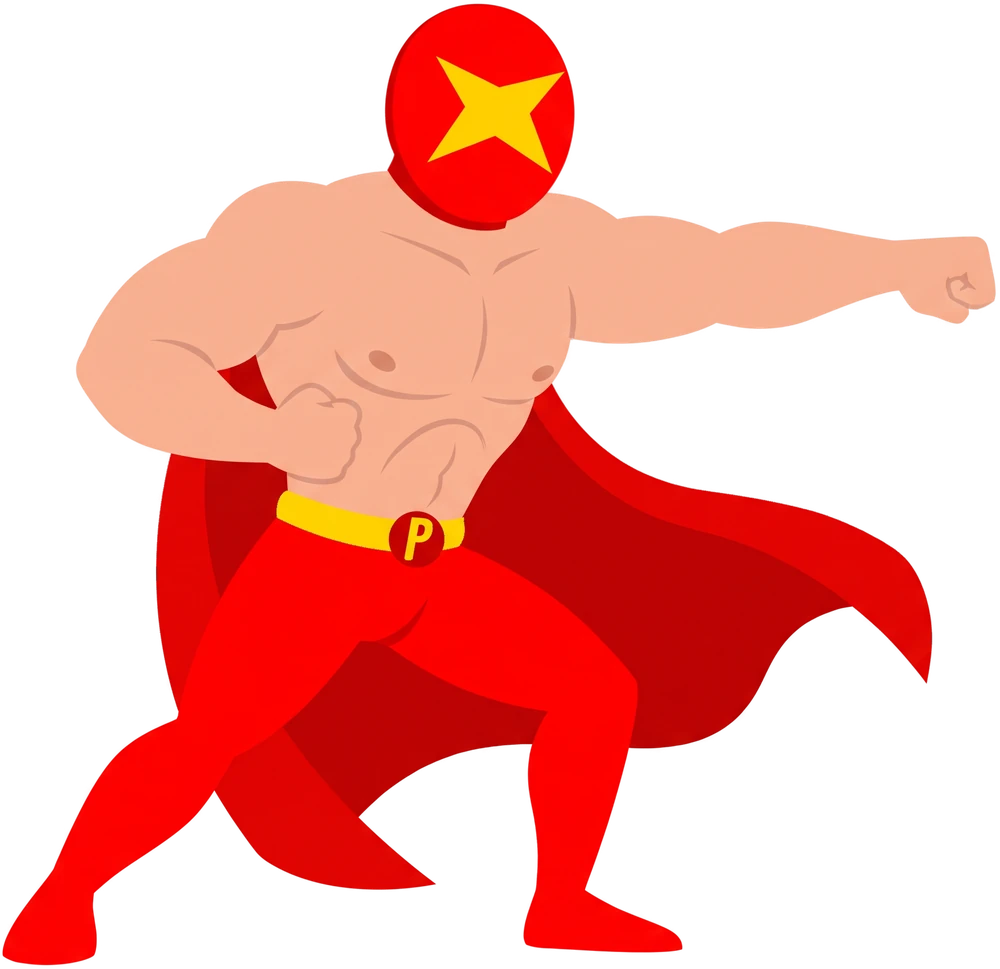 El luchador POMAX lanzando un golpe